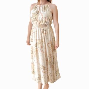 Suzy Shier Cream Floral Midi Dress